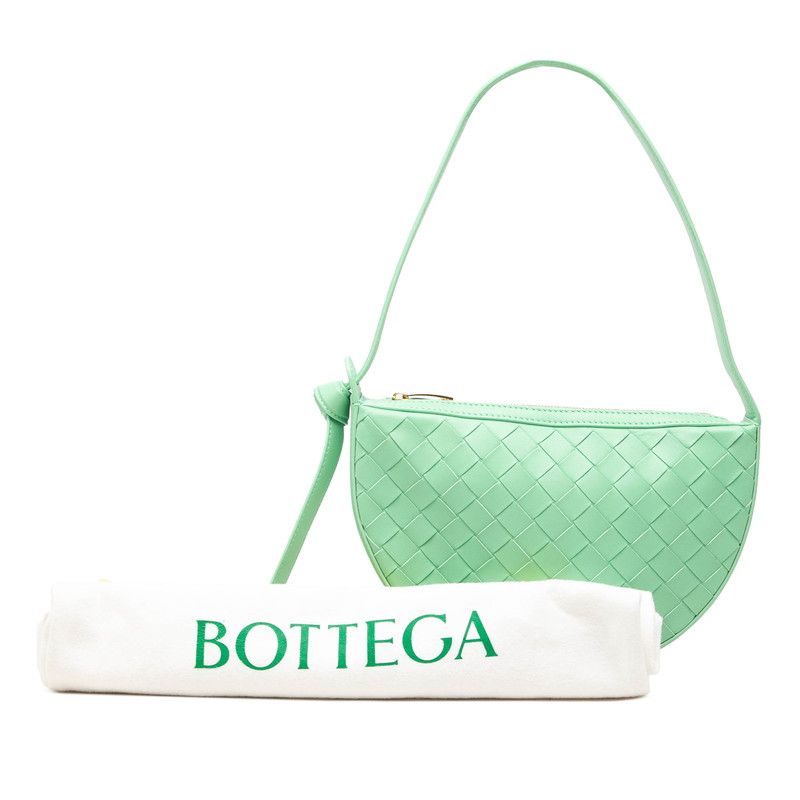Bottega Veneta Intrecciato Mini Sunrise Shoulder Bag Green Leather — view 7