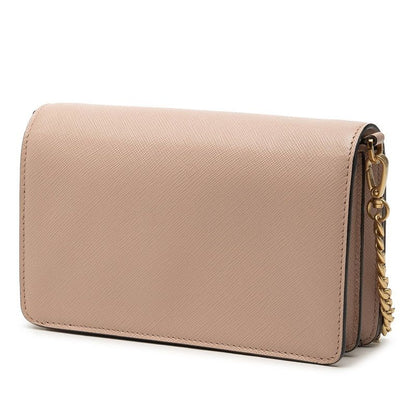 Prada Chain Shoulder Bag Pink Beige Saffiano Leather — view 2