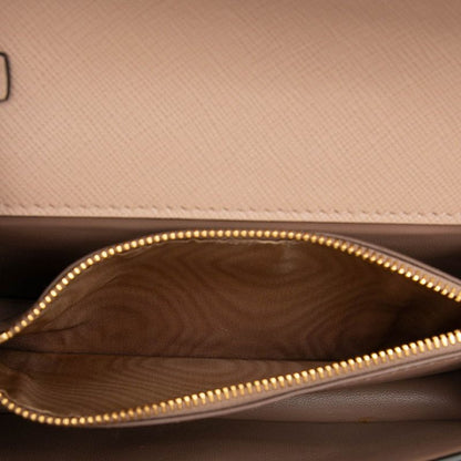 Prada Chain Shoulder Bag Pink Beige Saffiano Leather — view 4