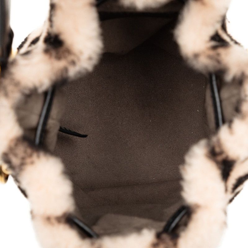 Fendi Zucca Montresor Mini Bucket Bag Beige Black Leather — view 4