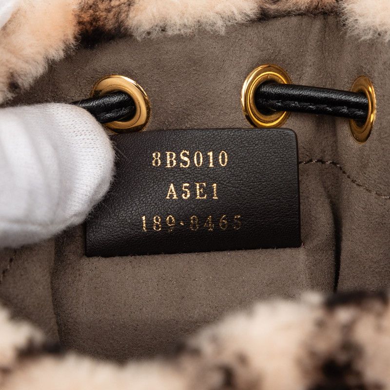 Fendi Zucca Montresor Mini Bucket Bag Beige Black Leather — view 6