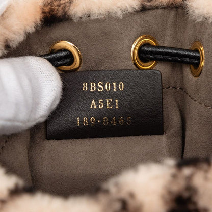 Fendi Zucca Montresor Mini Bucket Bag Beige Black Leather — view 6