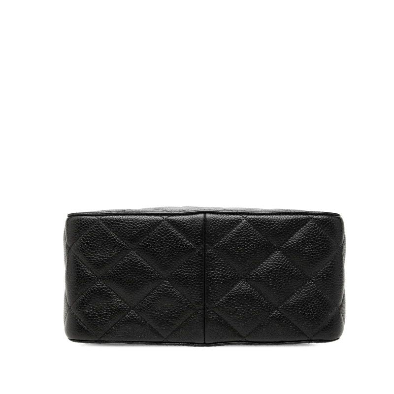 Chanel Quilted CC Logo Crossbody Shoulder Bag Black Caviar Leather — view 3