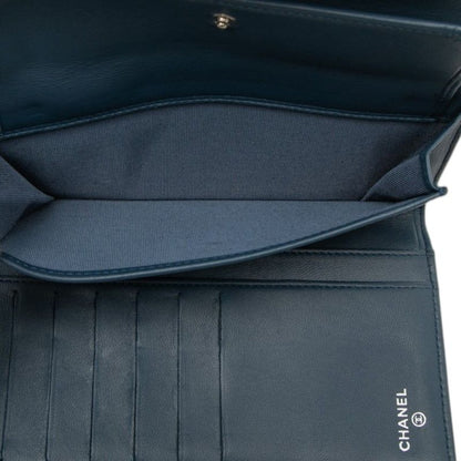 Chanel Quilted CC Logo Wallet Navy Lambskin — view 5