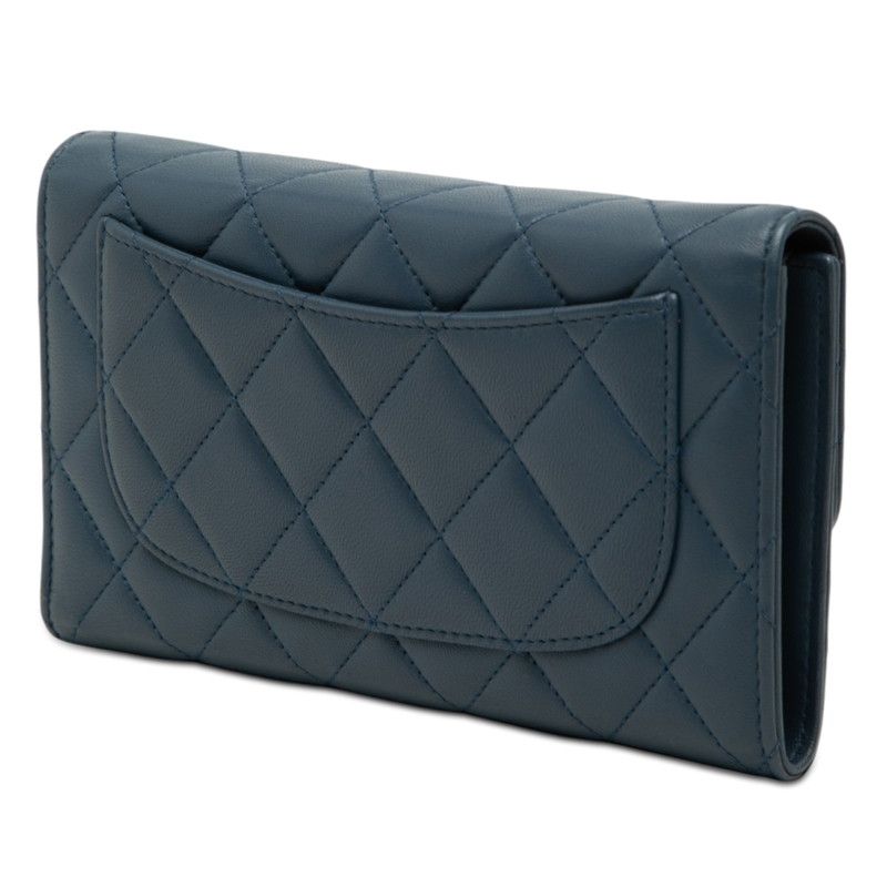 Chanel Quilted CC Logo Wallet Navy Lambskin — view 2