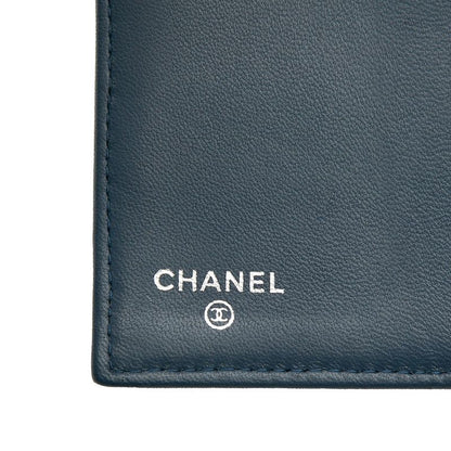 Chanel Quilted CC Logo Wallet Navy Lambskin — view 6
