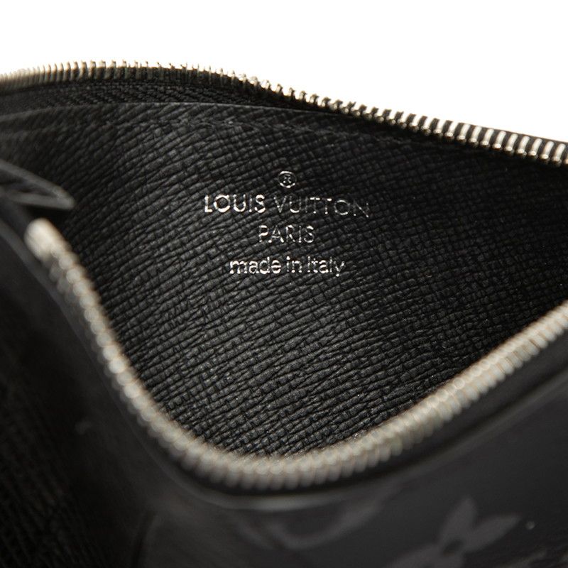 Louis Vuitton Monogram Eclipse Coin Card Holder Case Noir Black Leather — view 4
