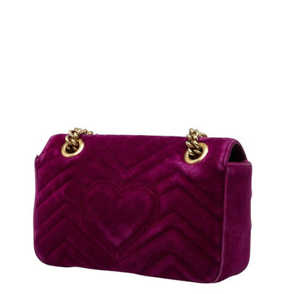 Gucci GG Marmont Quilted Chain Shoulder Bag Purple Velvet — view 2