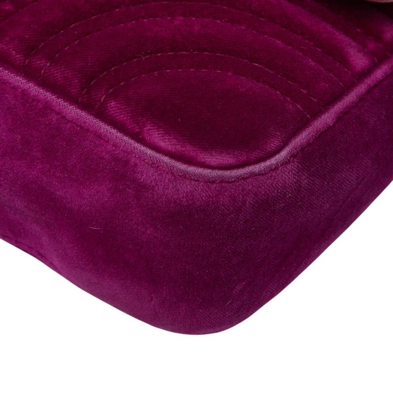 Gucci GG Marmont Quilted Chain Shoulder Bag Purple Velvet — view 4