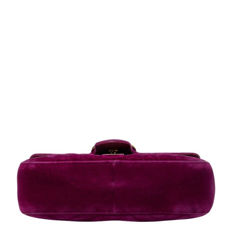 Gucci GG Marmont Quilted Chain Shoulder Bag Purple Velvet — view 3