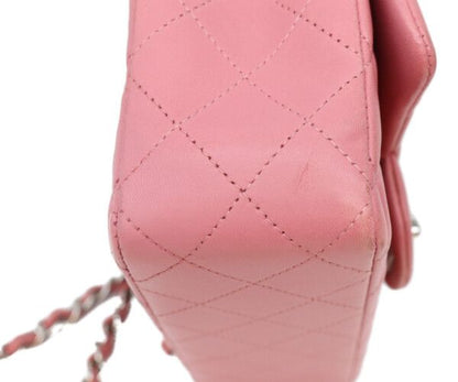 Chanel Pink Lambskin Silver Mini Quilted 20 Shoulder Bag — view 8