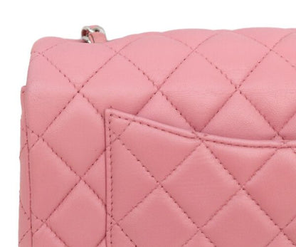 Chanel Pink Lambskin Silver Mini Quilted 20 Shoulder Bag — view 7