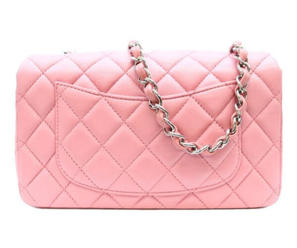Chanel Pink Lambskin Silver Mini Quilted 20 Shoulder Bag — view 3