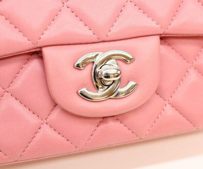 Chanel Pink Lambskin Silver Mini Quilted 20 Shoulder Bag — view 6