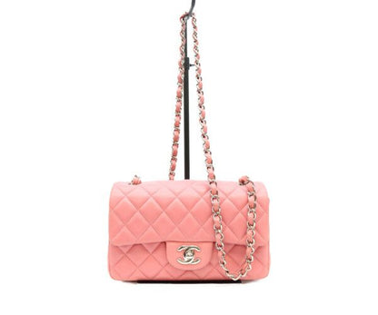 Chanel Pink Lambskin Silver Mini Quilted 20 Shoulder Bag