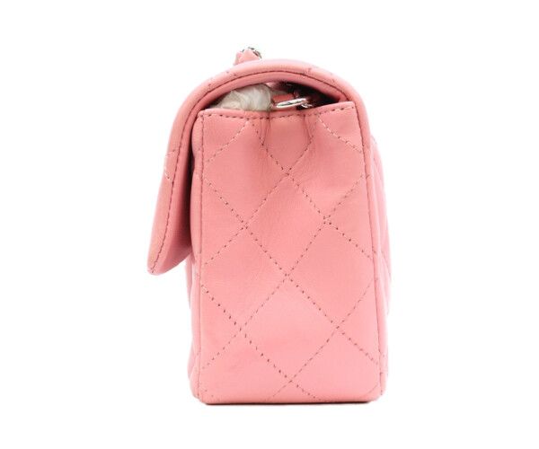 Chanel Pink Lambskin Silver Mini Quilted 20 Shoulder Bag — view 2