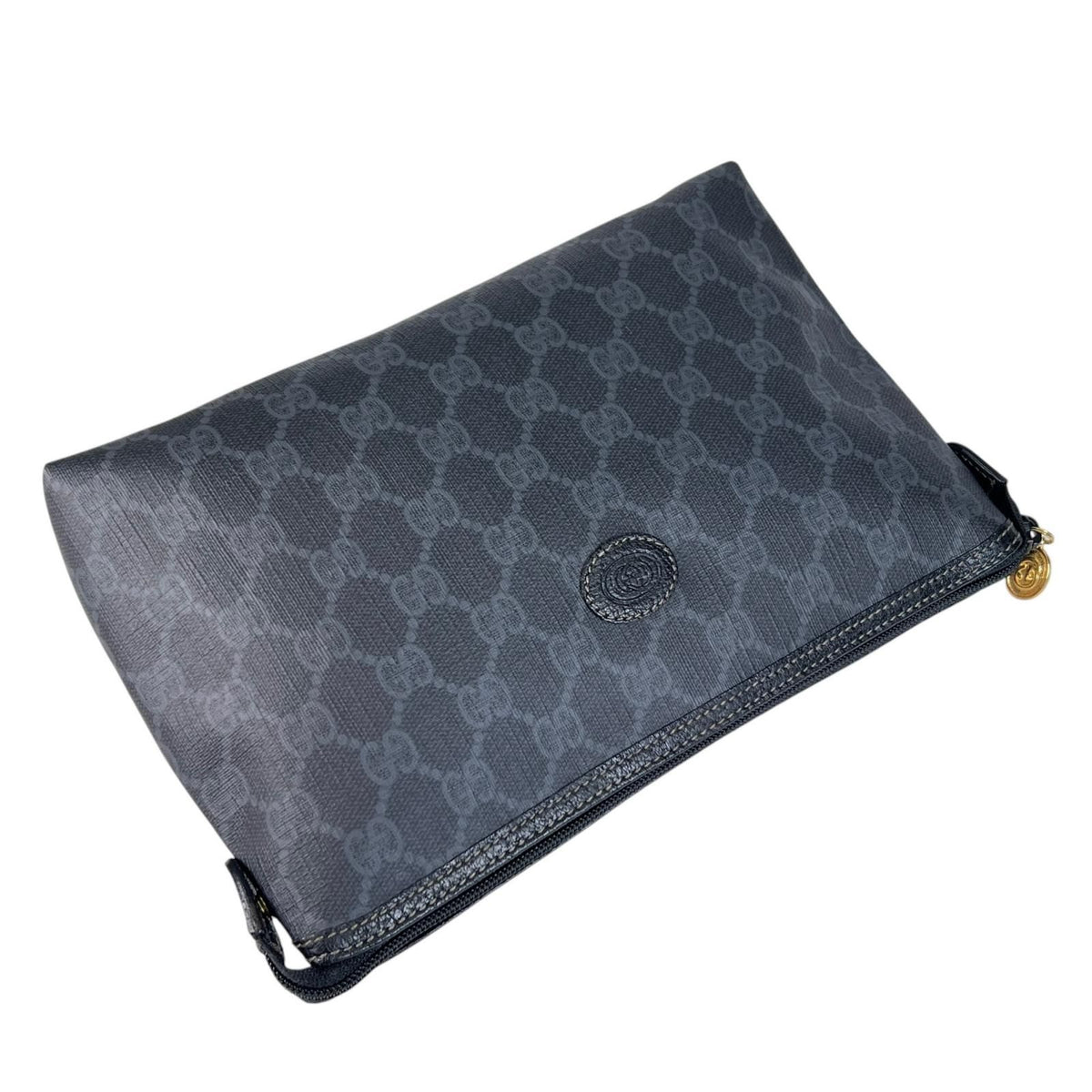 Gucci Vintage GG Plus Gray Black Clutch Gold 156.01.045 — view 5