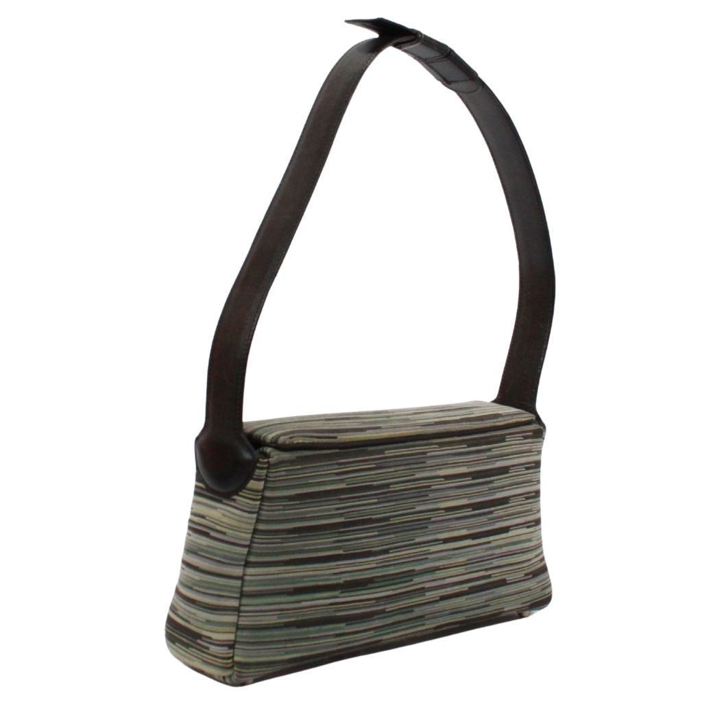 Hermes Garonne Leather Chevre Green Black Shoulder Bag Silver — view 2
