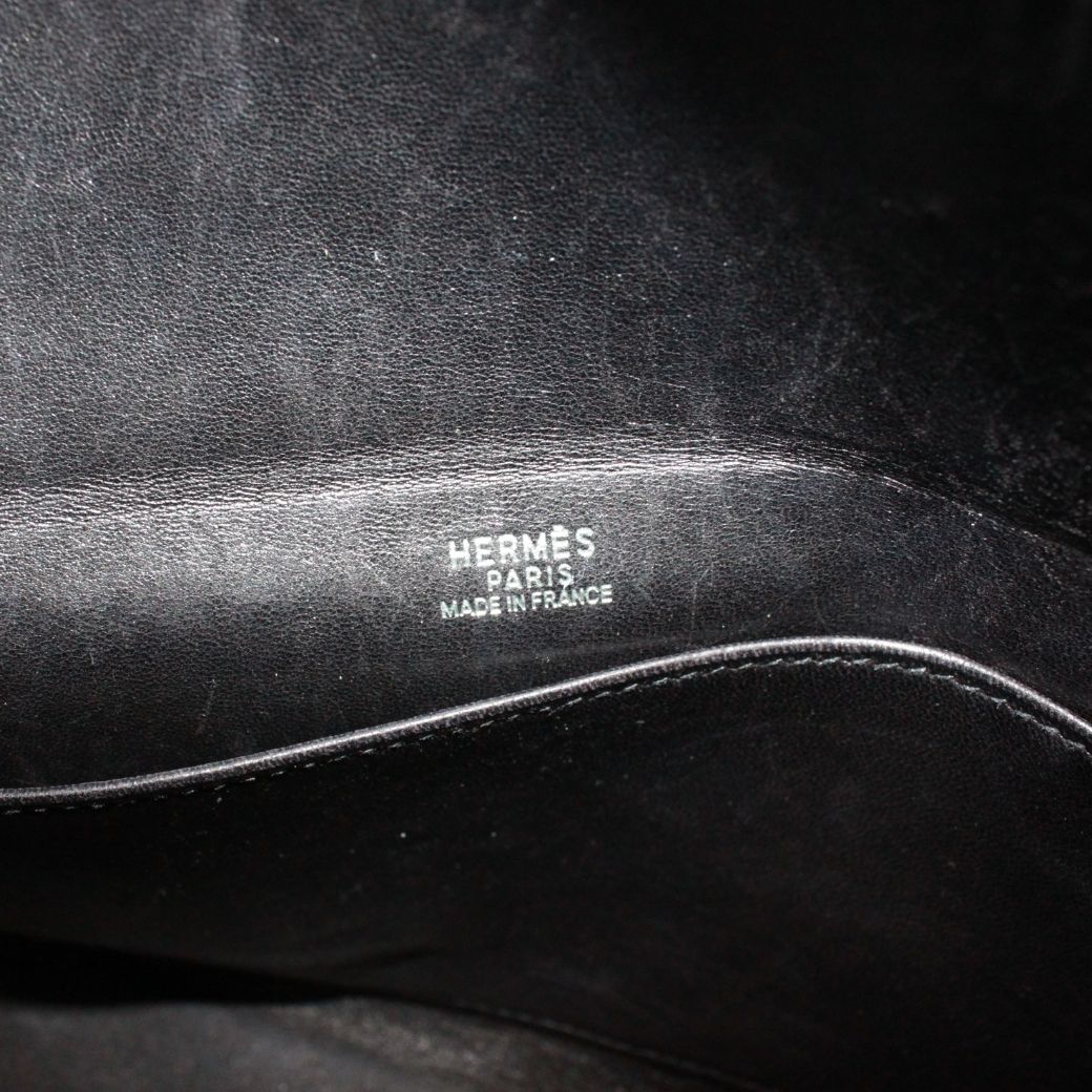 Hermes Garonne Leather Chevre Green Black Shoulder Bag Silver — view 8