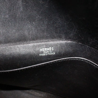 Hermes Garonne Leather Chevre Green Black Shoulder Bag Silver — view 8