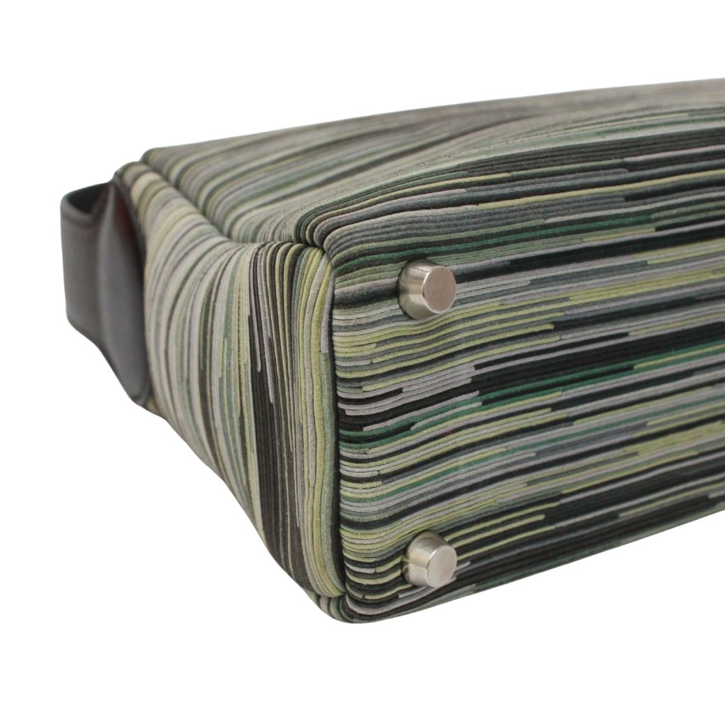 Hermes Garonne Leather Chevre Green Black Shoulder Bag Silver — view 6