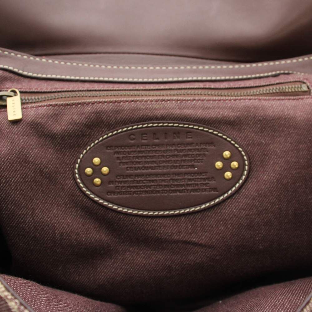 Celine Paris Macadam Tote Bag Canvas Leather Red Brown — view 5
