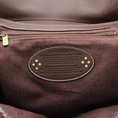 Celine Paris Macadam Tote Bag Canvas Leather Red Brown — view 5