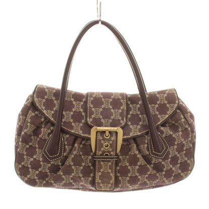 Celine Paris Macadam Tote Bag Canvas Leather Red Brown