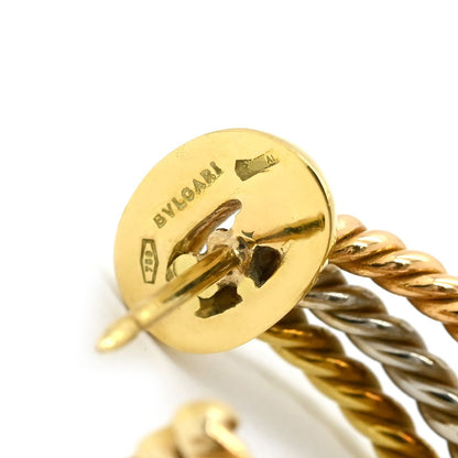Bvlgari Earrings Trinity Hoop Yellow Gold Pink White 750 18K Yellow Gold PG WG — view 5