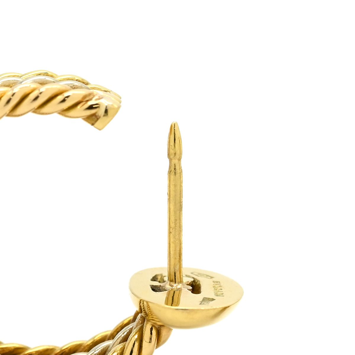 Bvlgari Earrings Trinity Hoop Yellow Gold Pink White 750 18K Yellow Gold PG WG — view 4