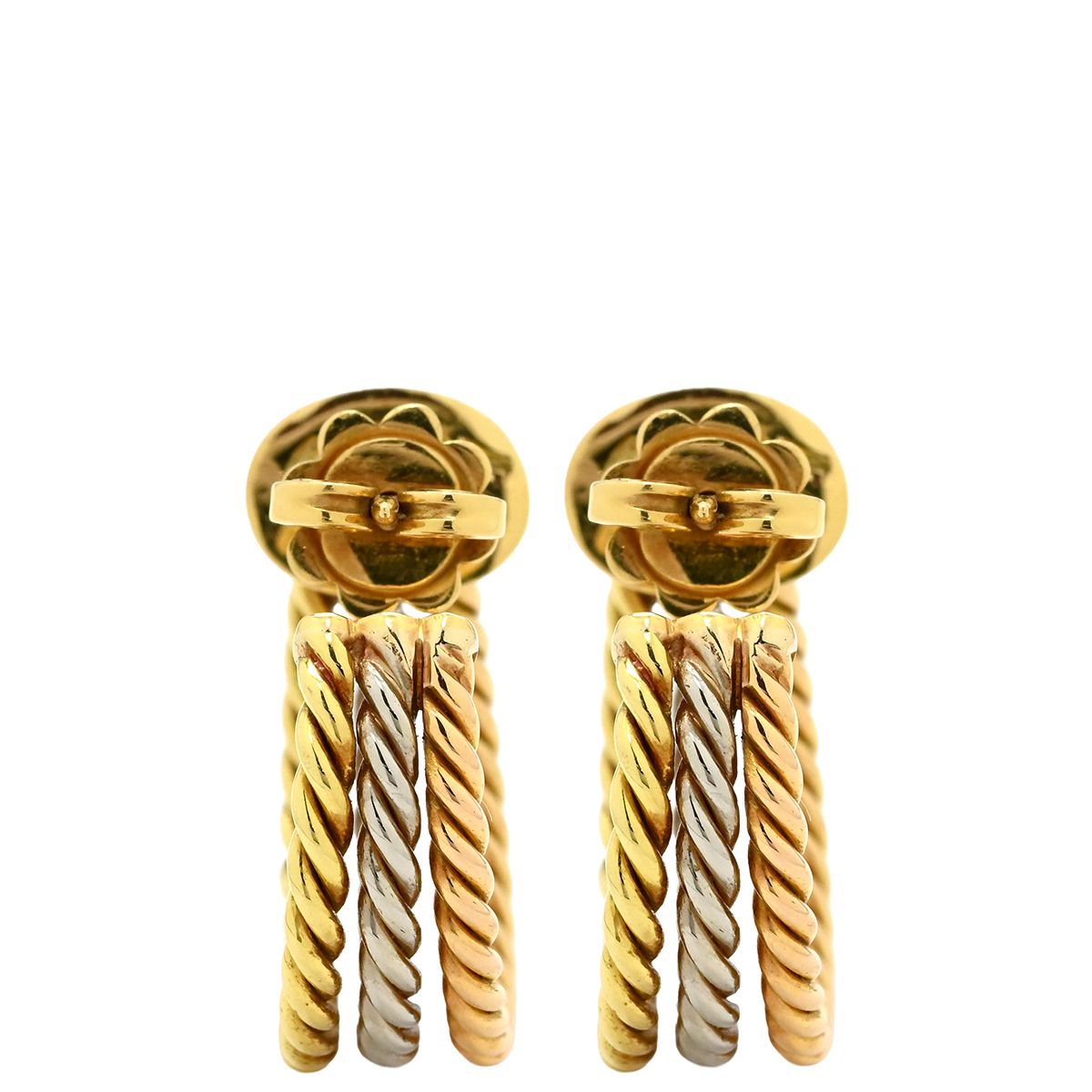 Bvlgari Earrings Trinity Hoop Yellow Gold Pink White 750 18K Yellow Gold PG WG — view 2