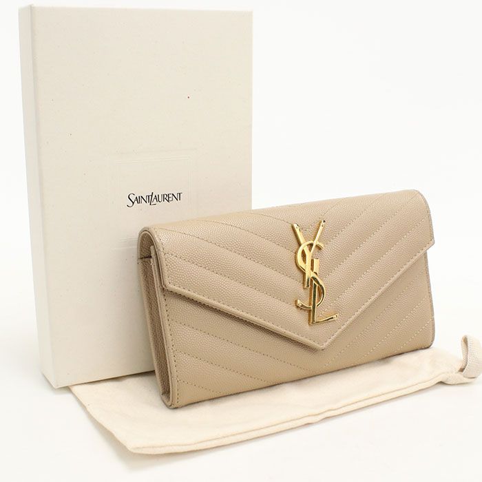Saint Laurent Large Flap Wallet Cassandra Bifold Leather