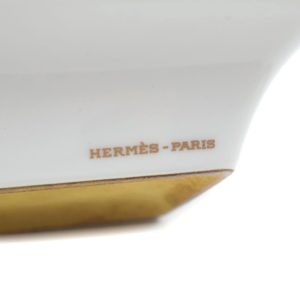 Hermes Horse Animal Ashtray Ceramic White Gold — view 6
