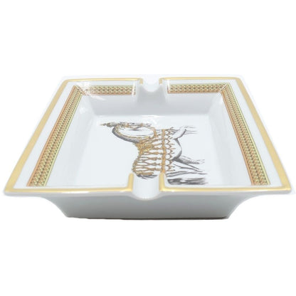 Hermes Horse Animal Ashtray Ceramic White Gold — view 3