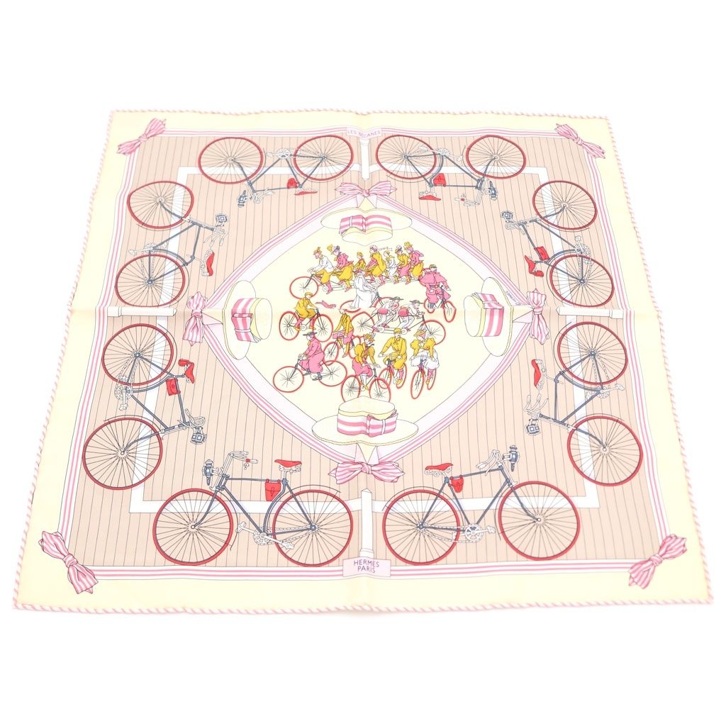 Hermes Petit Carre les Becanes Silk Scarf Ivory