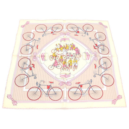 Hermes Petit Carre les Becanes Silk Scarf Ivory