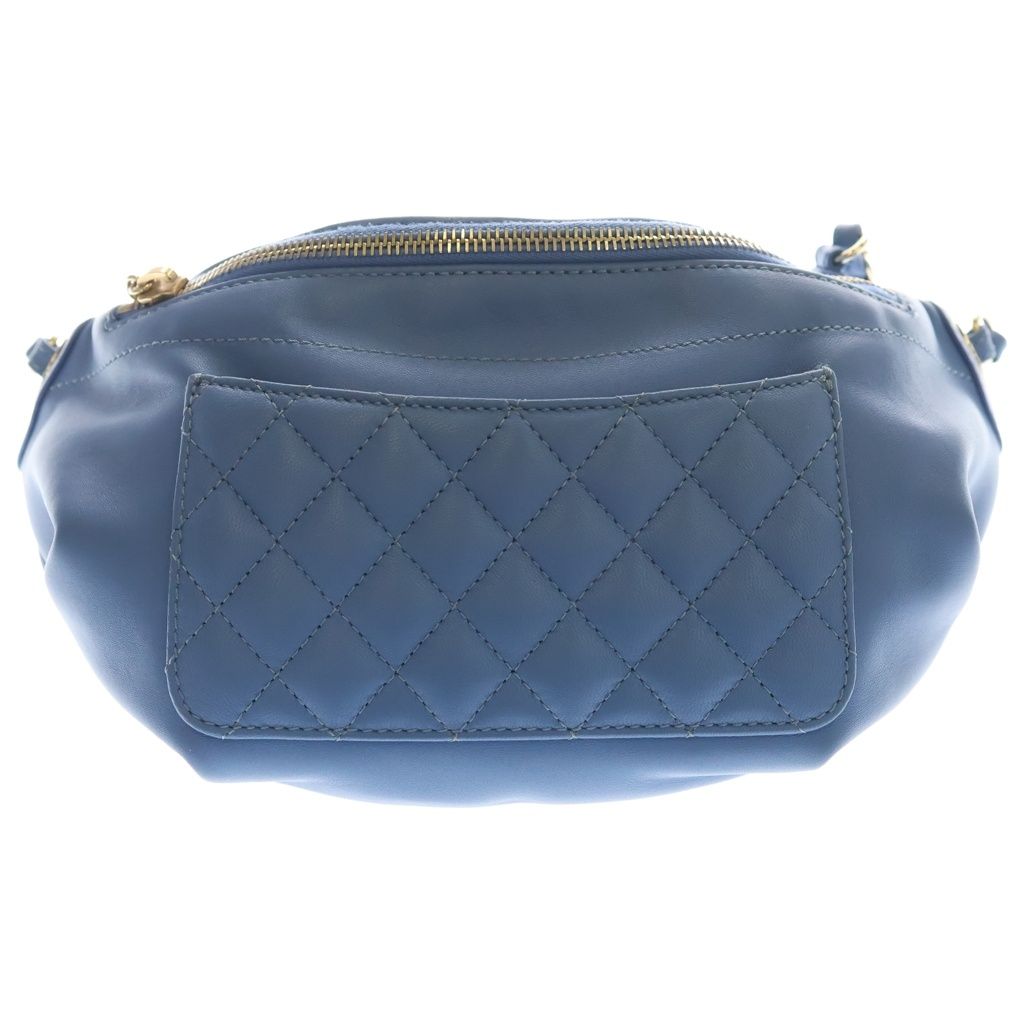 Chanel Quilted Banane Waist Bag Fanny Blue