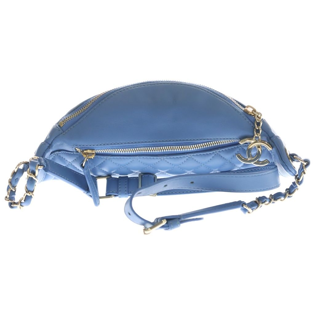 Chanel Quilted Banane Waist Bag Fanny Blue — view 2