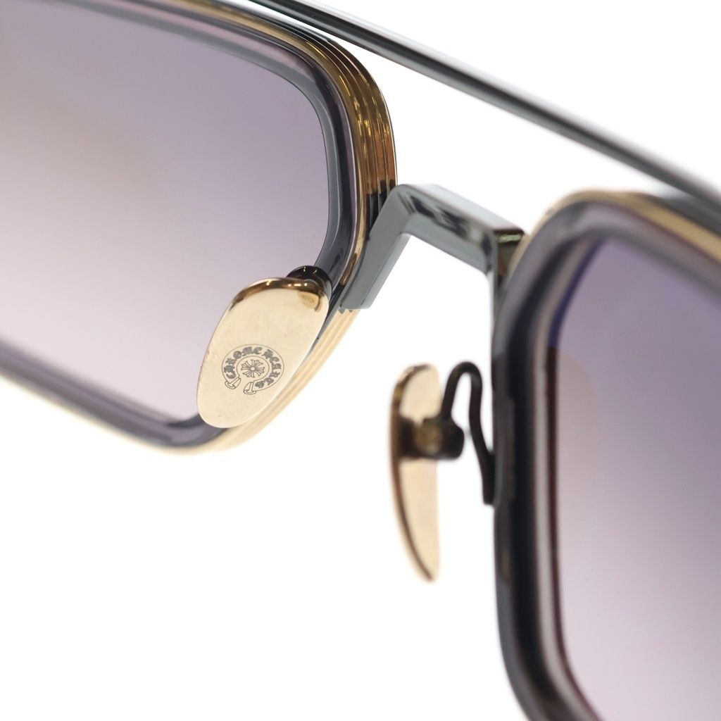Chrome Hearts Eader Double Bridge Flare Anni Temple Sunglasses Gold Black — view 5