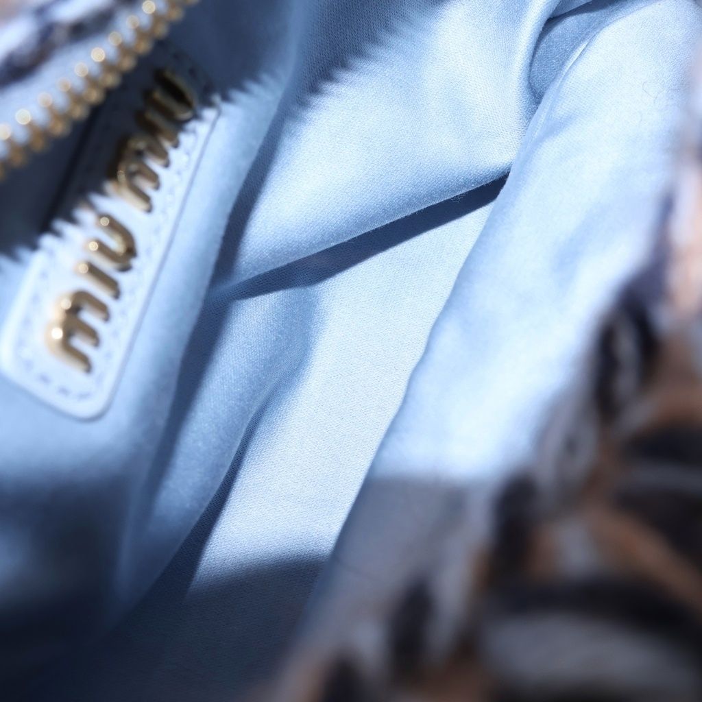 Miu Miu One Mini Shoulder Bag Blue Brown Knit Gold — view 7