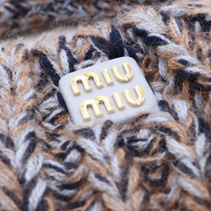 Miu Miu One Mini Shoulder Bag Blue Brown Knit Gold — view 6