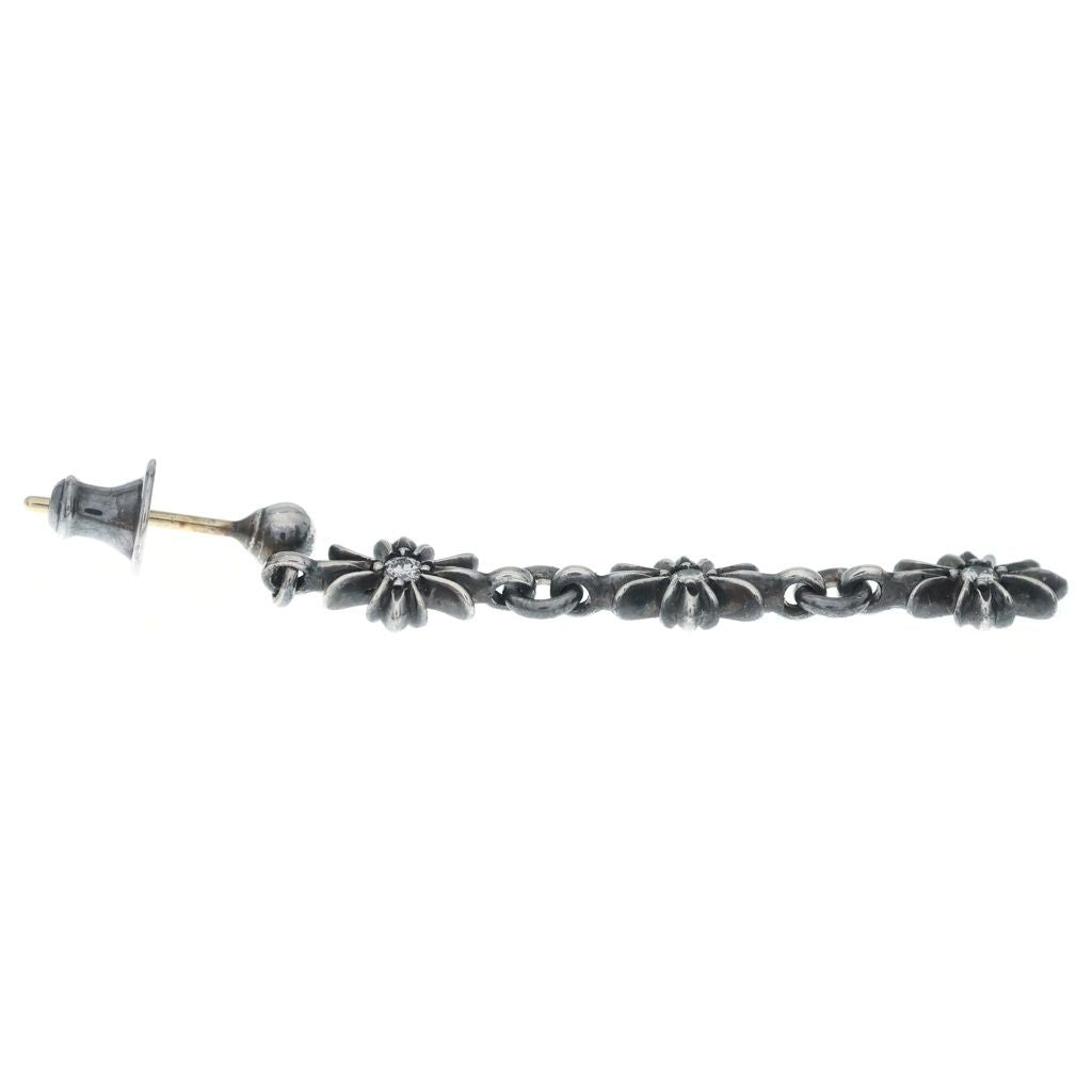 Chrome Hearts Tiny CH Pls 3 Dia CH Plus Double Sided Diamond Earrings Silver — view 3