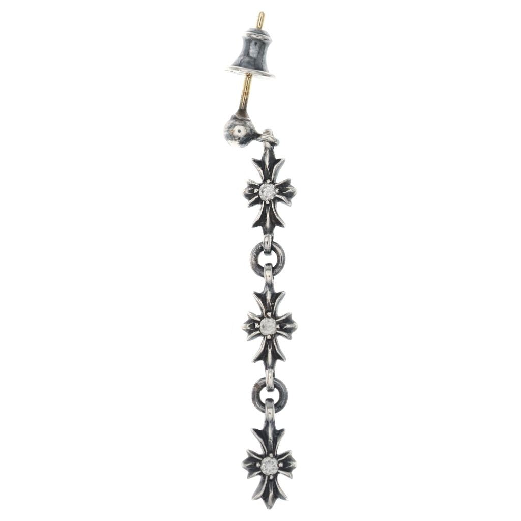 Chrome Hearts Tiny CH Pls 3 Dia CH Plus Double Sided Diamond Earrings Silver — view 2