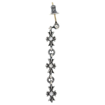 Chrome Hearts Tiny CH Pls 3 Dia CH Plus Double Sided Diamond Earrings Silver