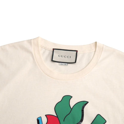Gucci Short Sleeve T-Shirt XS Sequin Decoration Strawberry Cotton Crew — view 3