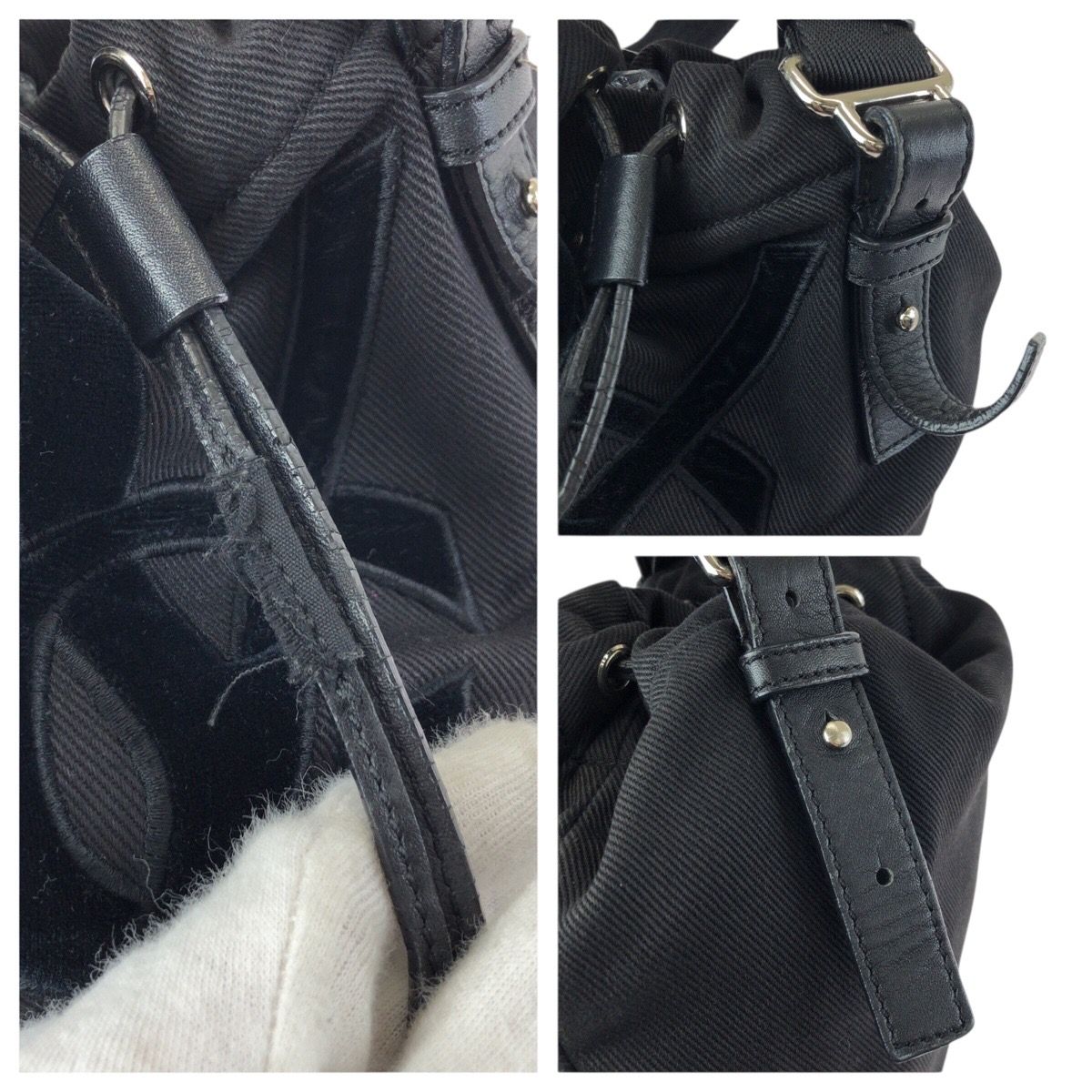 Saint Laurent Rive Gauche Vintage Kahala YSL Black Canvas Tote Bag — view 5