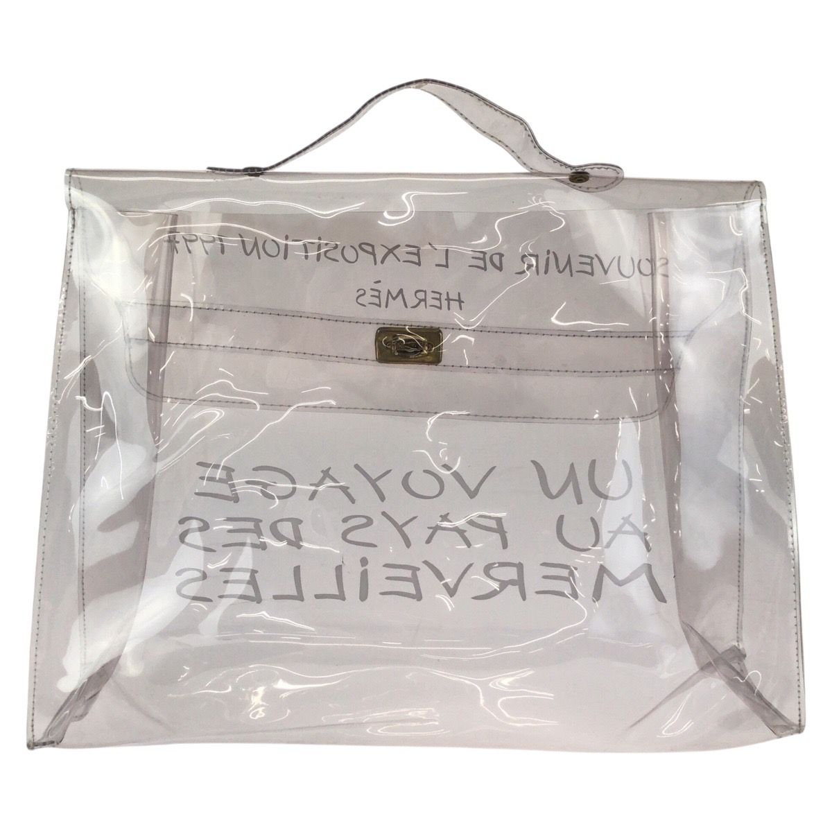 Hermes Vinyl Kelly Clear Gold Handbag — view 2