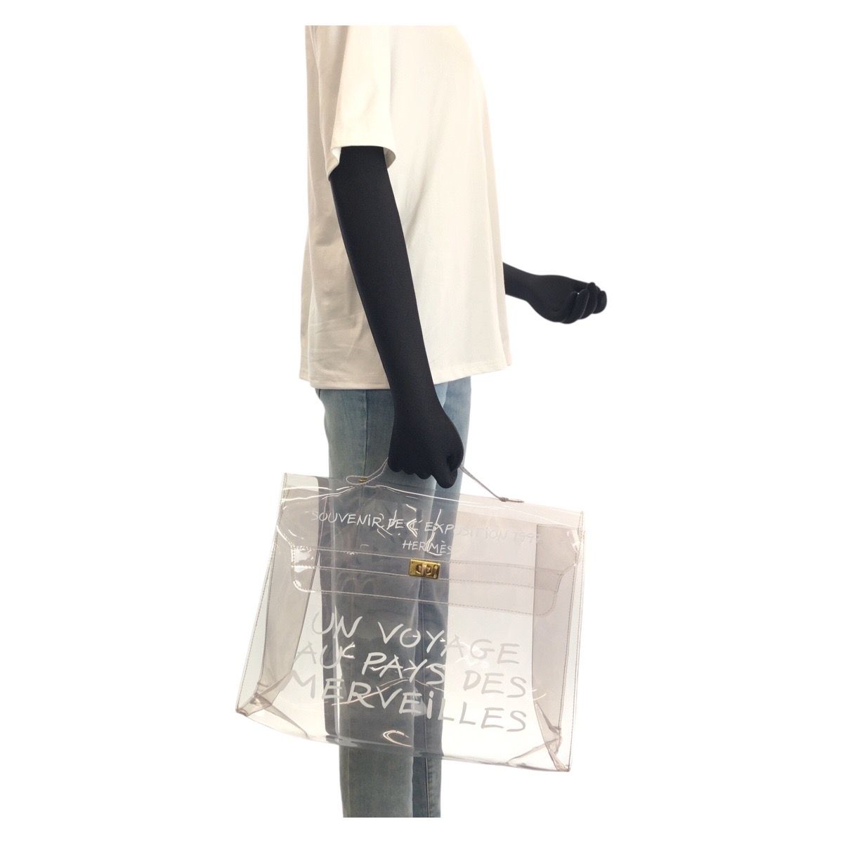 Hermes Vinyl Kelly Clear Gold Handbag — view 7