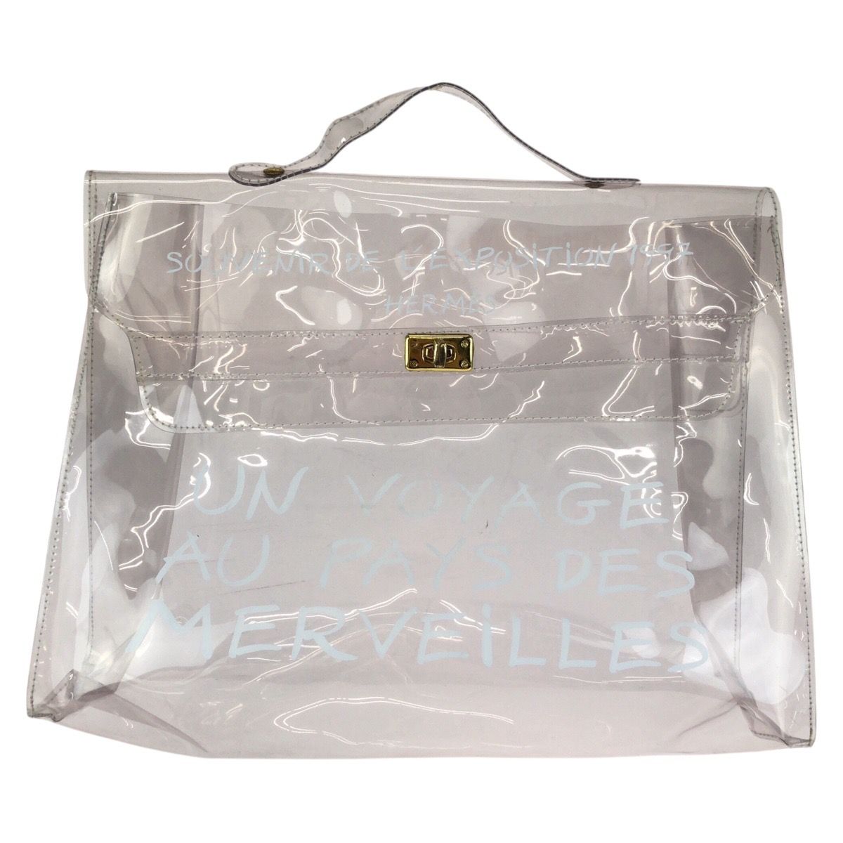 Hermes Vinyl Kelly Clear Gold Handbag