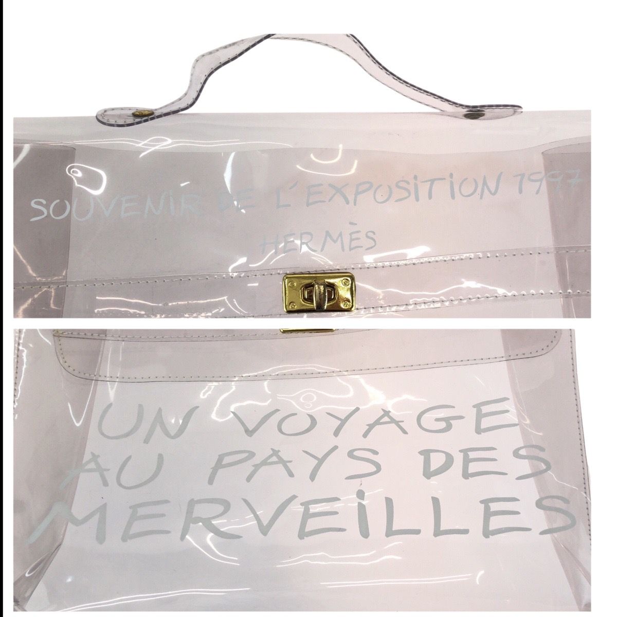 Hermes Vinyl Kelly Clear Gold Handbag — view 4